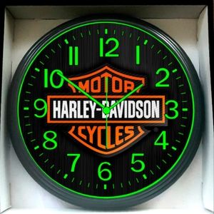 Harley Davidson Garage Shop Glow in the Dark Wall Clock NEW!